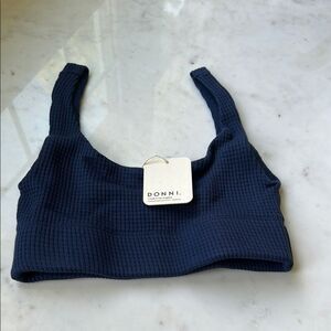 DONNI. Deep‎ Blue Ribbed Bralette NEW XXS